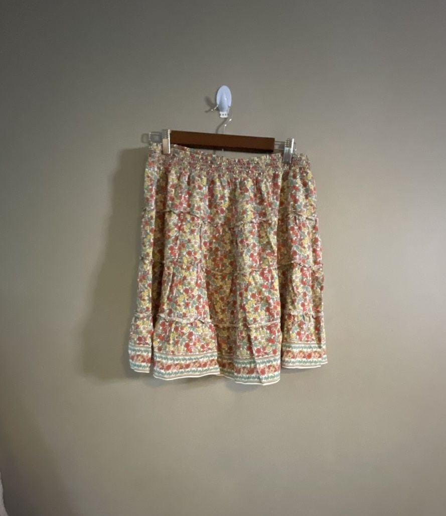Max Studio Women's Floral Print Tiered Smocked Waist Mini Skirt
